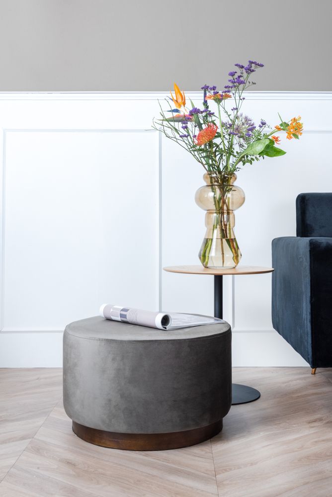 Footrests - Pouf W. Wood Rim Large - LEITMOTIV