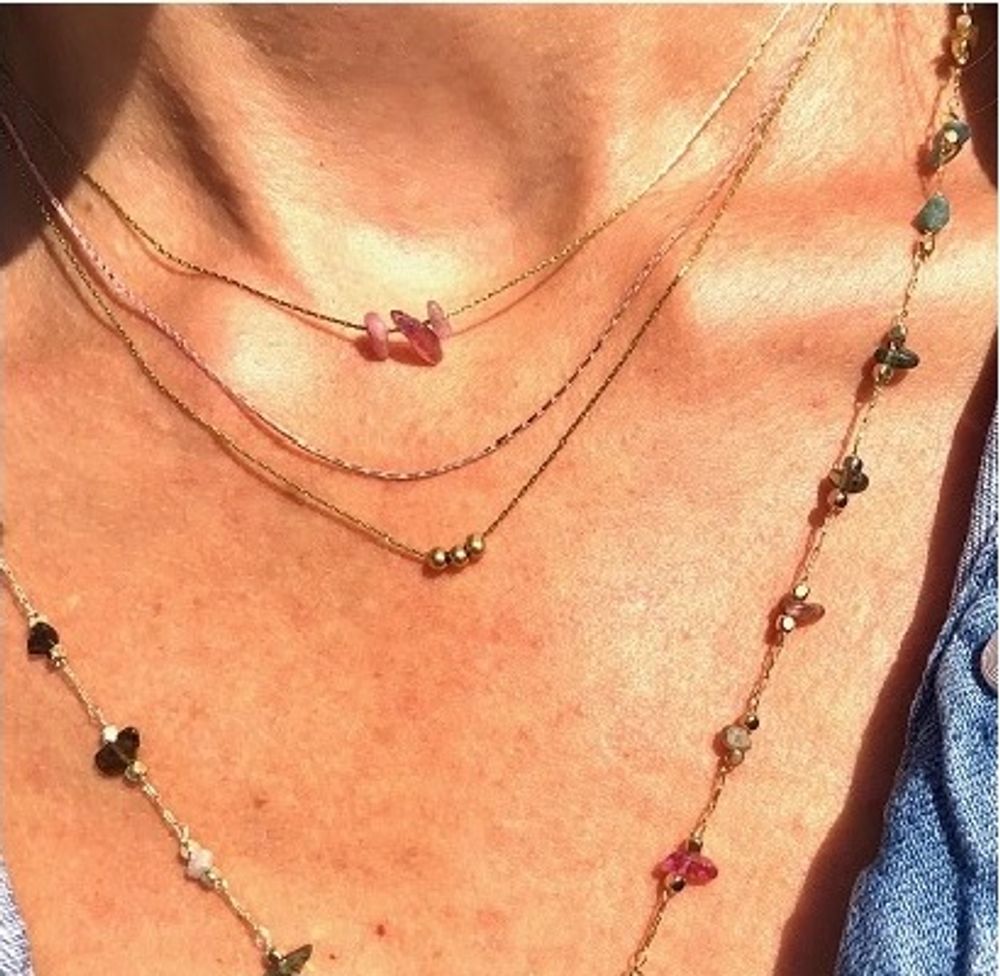 Jewelry - Long necklace Ginkgo Tourmaline - LITCHI