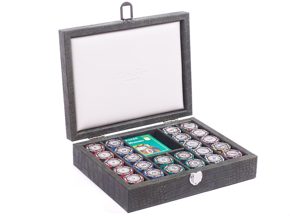 Petite maroquinerie - Coffret Poker 240 jetons I Cuir Buffle, façon Alligator, façon Galuchat - HECTOR SAXE PARIS DEPUIS 1978
