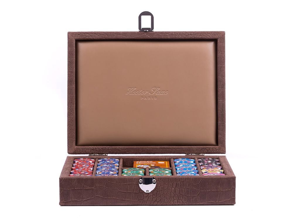 Petite maroquinerie - Coffret Poker 240 jetons I Cuir Buffle, façon Alligator, façon Galuchat - HECTOR SAXE PARIS DEPUIS 1978