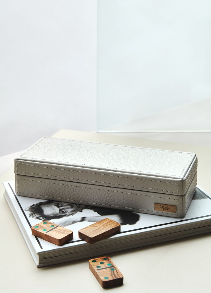 Objets de décoration - Ensemble de petits domino en bois d'olivier et malachite par Marcela Cure - MARCELA CURE