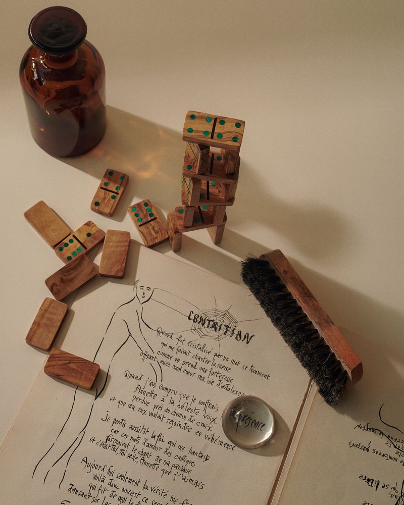 Objets de décoration - Ensemble de petits domino en bois d'olivier et malachite par Marcela Cure - MARCELA CURE