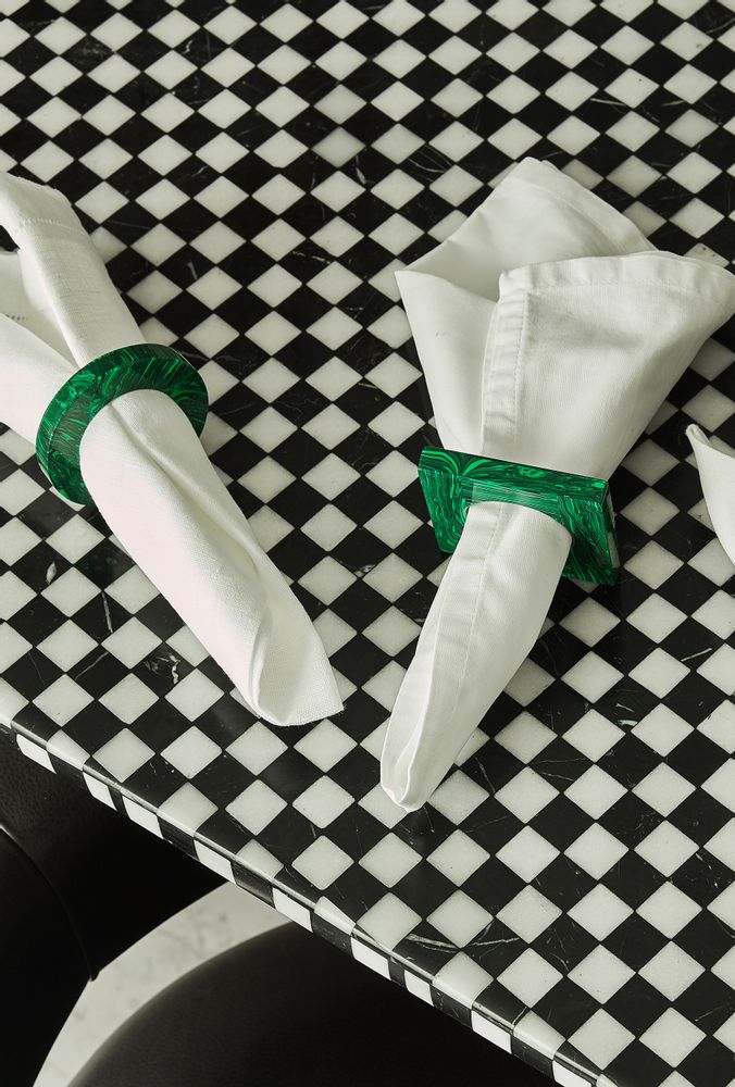 Decorative objects - Malachite Napkin Ring Set by Marcela Cure - MARCELA CURE