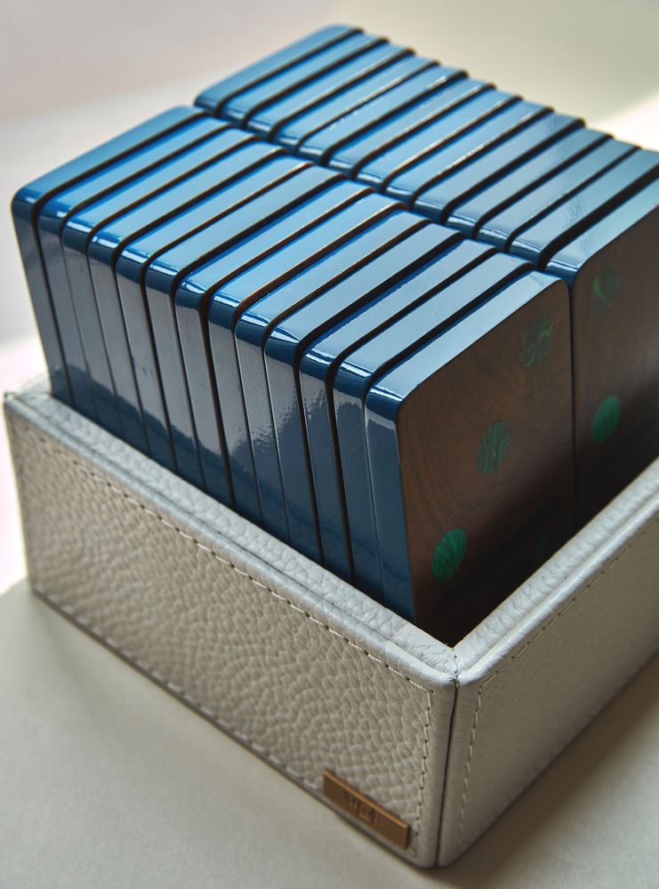 Objets de décoration - Grand ensemble domino en bois de pui et malachite par Marcela Cure - MARCELA CURE