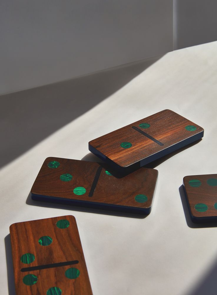 Objets de décoration - Grand ensemble domino en bois de pui et malachite par Marcela Cure - MARCELA CURE