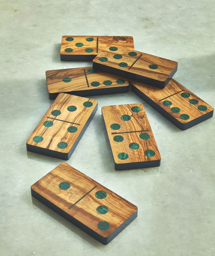 Objets de décoration - Grand ensemble domino en bois d'olivier et malachite par Marcela Cure - MARCELA CURE