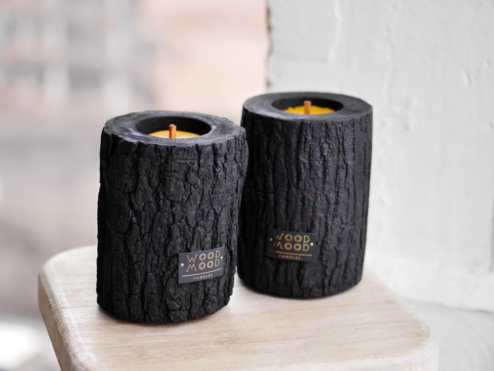 Cadeaux - VOLCANO M | Bougie d'intérieur en bois brûlé, cire d'abeille et huiles naturelles - WOOD MOOD