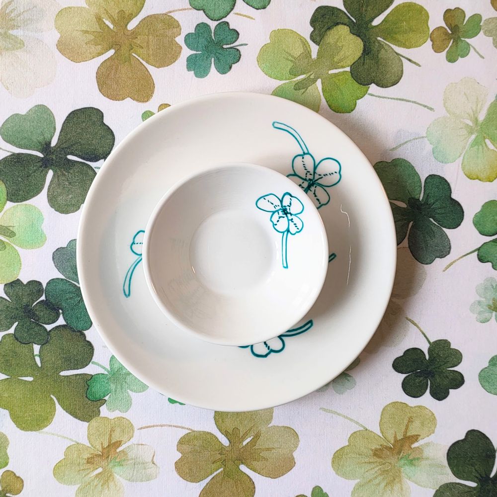 Assiettes au quotidien - Ensemble apéritif Trèfle à quatre feuilles - FRANCESCA COLOMBO