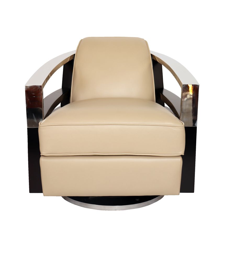 Fauteuils - Fauteuil club pivotant MADISON en cuir - DE BEJARRY INTERNATIONAL