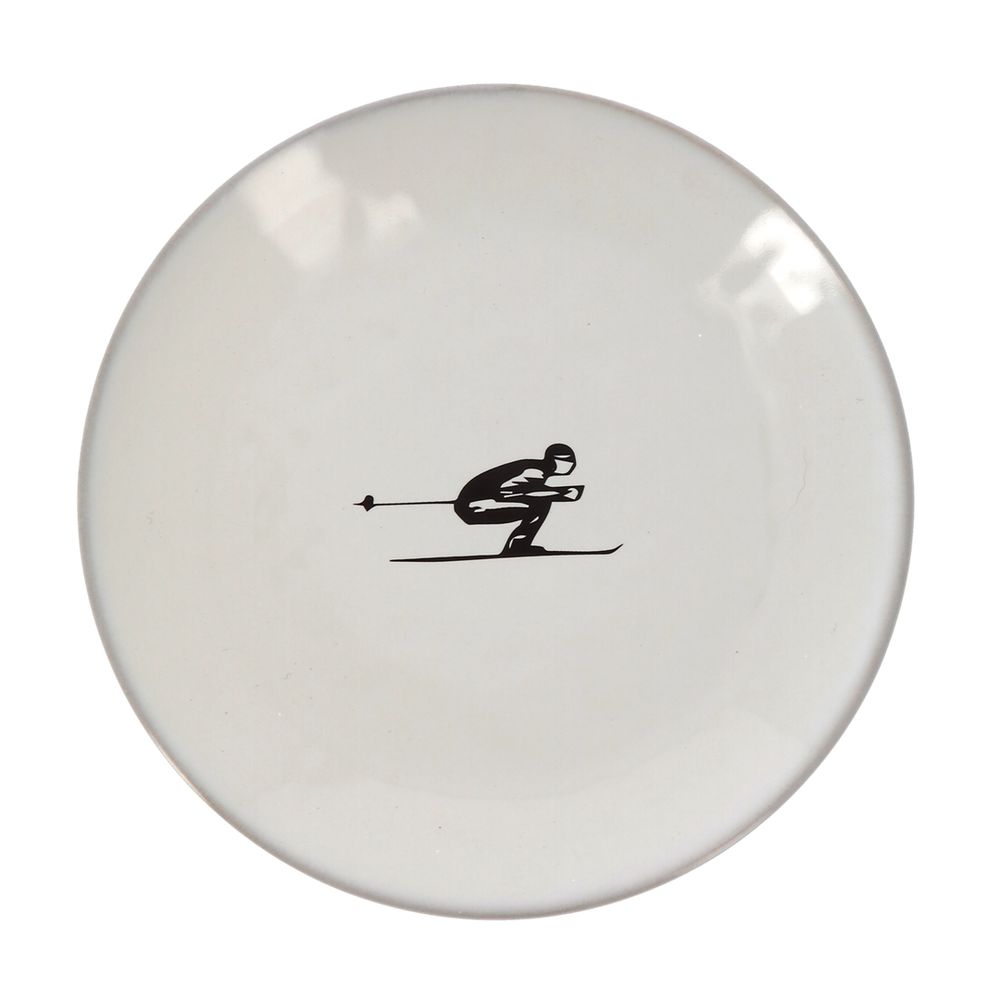 Assiettes au quotidien - Assiette plate design schuss à la montagne - diamètre 19 cm - CRÉATIONS LÉONIE'S FRANCE