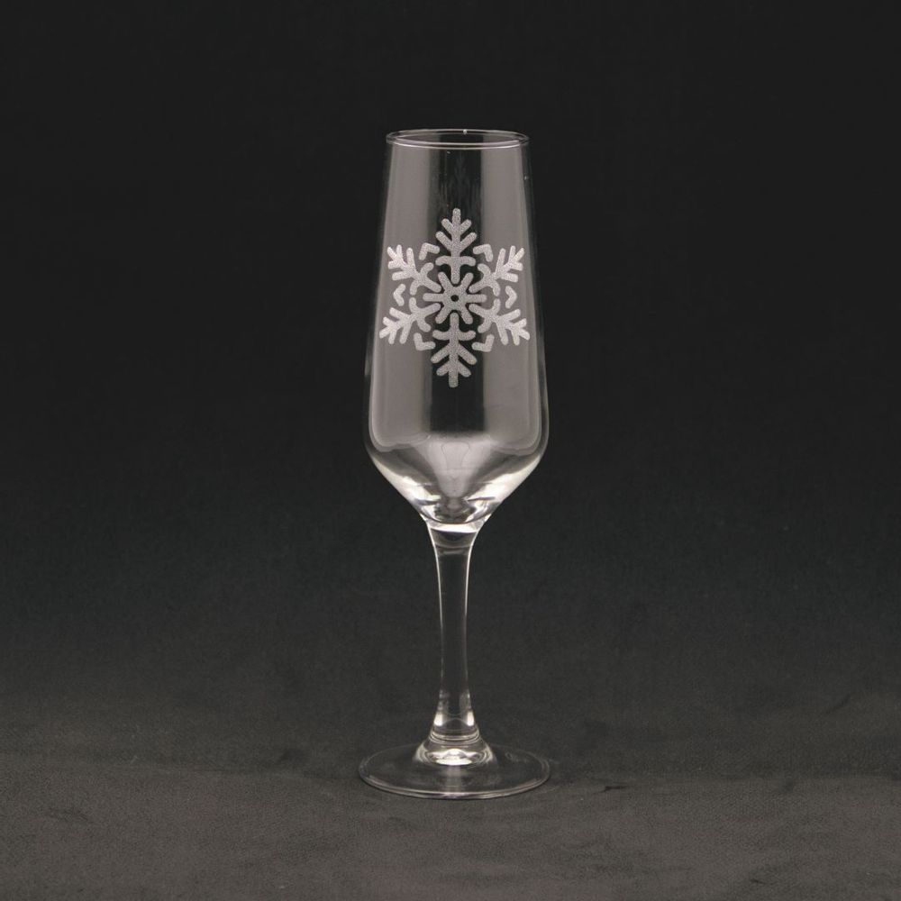Stemware - Champagne flute flake decoration 17cl - universe mountain - CRÉATIONS LÉONIE'S FRANCE