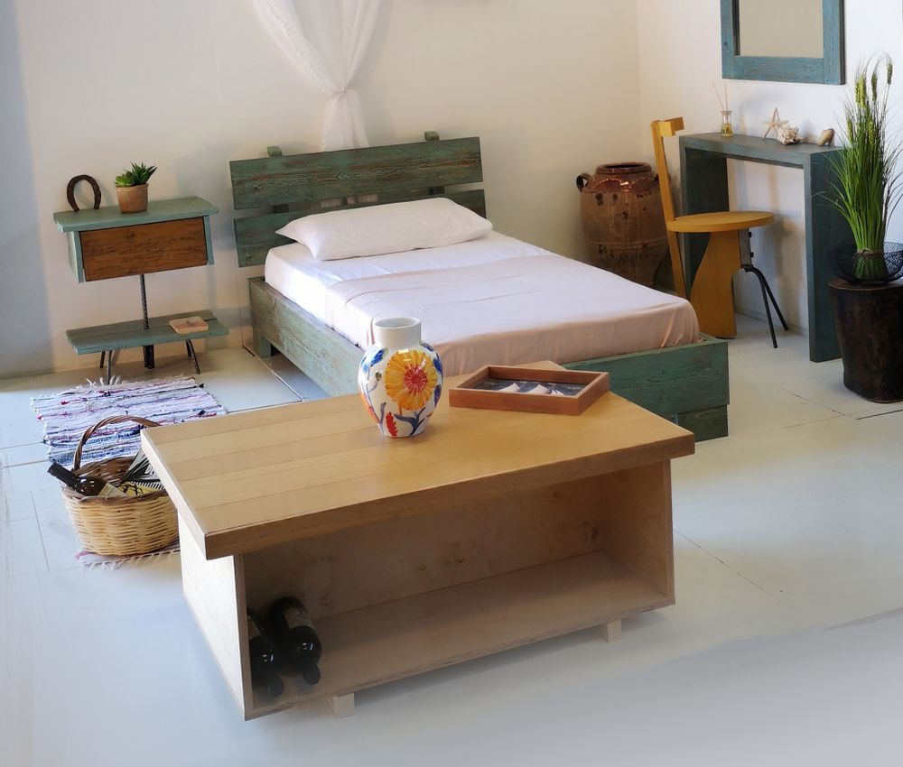 Autres tables  - Table basse plateau cerise Fisherman B - LIVING MEDITERANEO