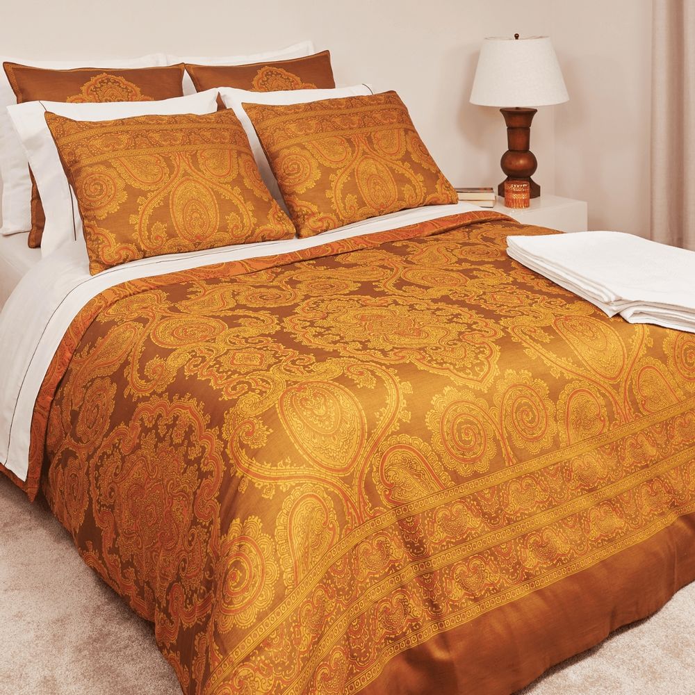 Bed linens - Duvet Cover - Jacquard Weave 600 TC Sateen-Finished and 4 Pillowcases (Baroque) - VIDDA ROYALLE