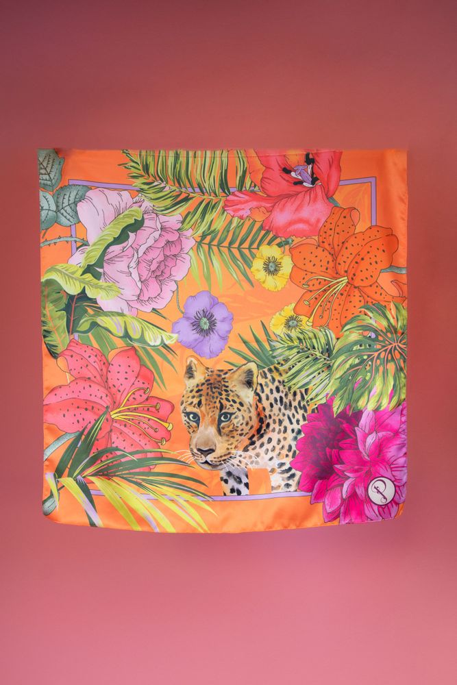 Foulards et écharpes - Écharpe en satin floral carré Petite Jungle - POWDER DESIGN