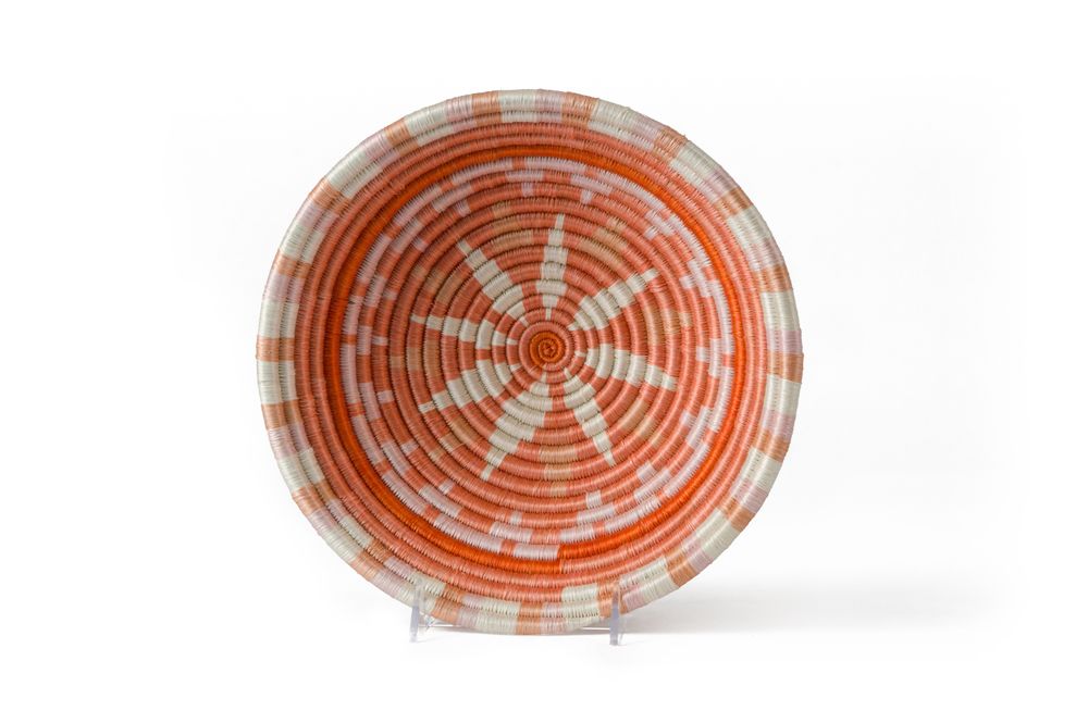 Objets de décoration - Panier rond rayé en écorce de banane 30,5 cm - ALL ACROSS AFRICA + KAZI