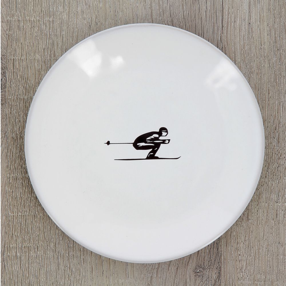 Assiettes au quotidien - Assiette plate design schuss à la montagne - diamètre 19 cm - CRÉATIONS LÉONIE'S FRANCE