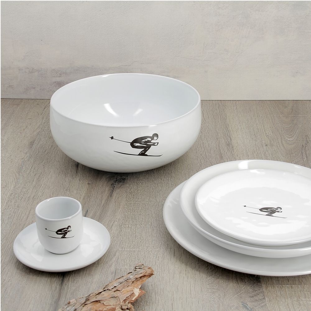 Plats et saladiers - Saladier/Plat à pâtes schuss à la montagne 24cm - CRÉATIONS LÉONIE'S FRANCE