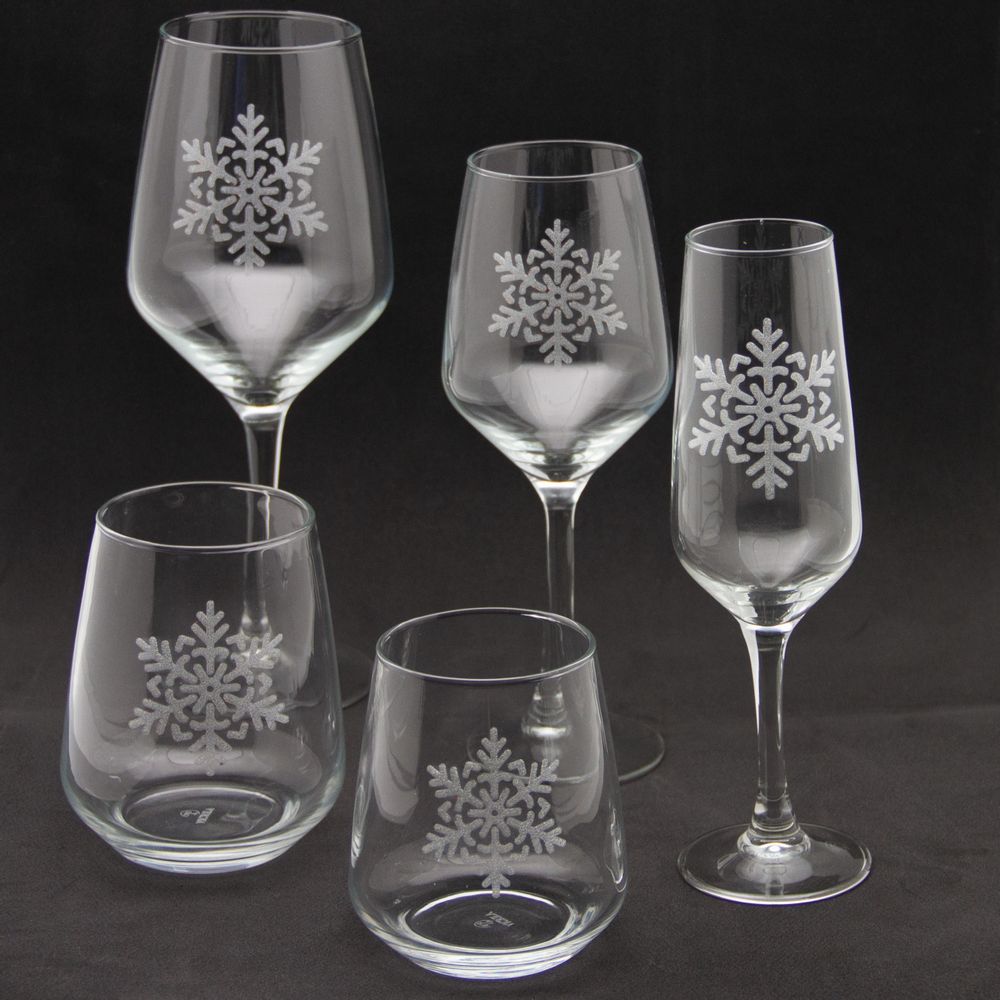 Verres - Verre à eau petit décor flocon 35cl - univers montagne - CRÉATIONS LÉONIE'S FRANCE