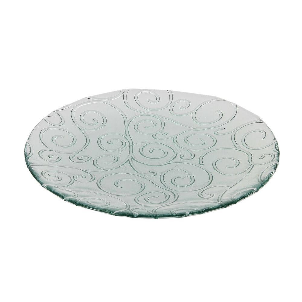 Formal plates - Display Dish Recycled Glass Volutes 28cm Mountain Inspired - CRÉATIONS LÉONIE'S FRANCE