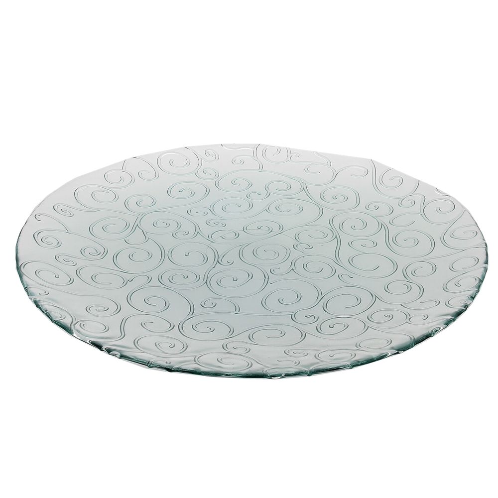 Formal plates - Recycled Glass Display Dish 48cm Volutes Mountain Inspired - CRÉATIONS LÉONIE'S FRANCE