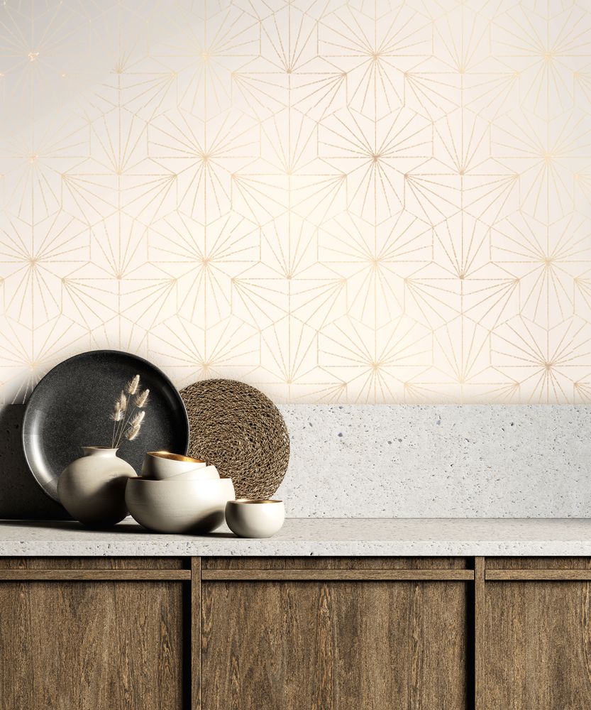 Other wall decoration - Wallpaper Tiles Ivoire Doré - PAPERMINT