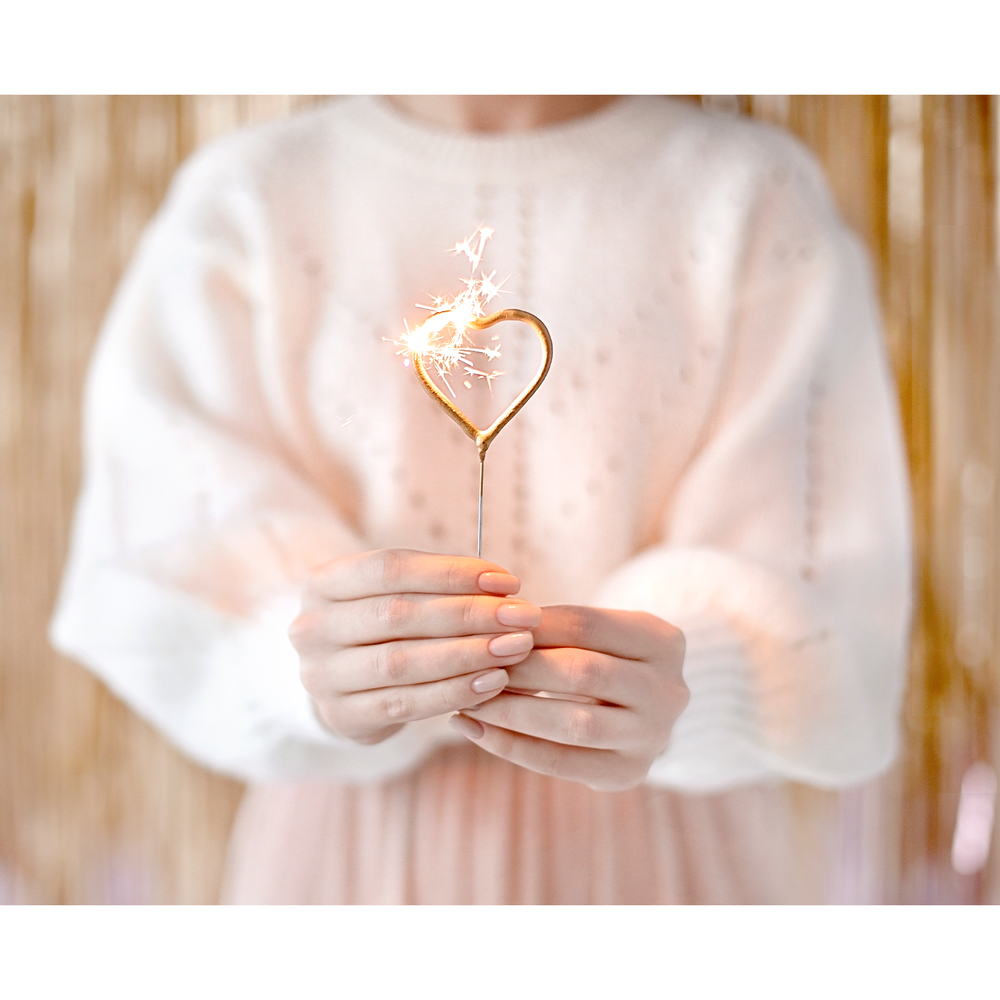 Decorative objects - Sparklers Heart, gold, 16.5cm - PARTYDECO