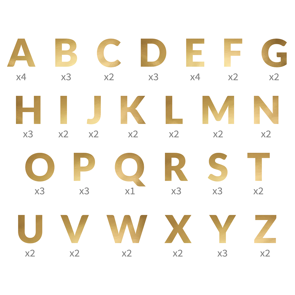 Children's party decorations - Banner Alphabet, gold, 14cm - PARTYDECO