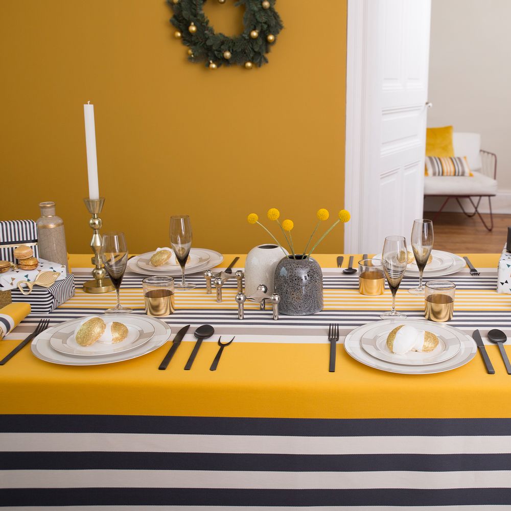 Table linen - Ainhoa Gold Cotton Tablecloth (several sizes available) - LA MAISON JEAN-VIER