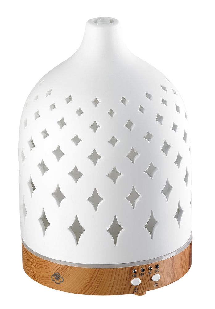 Decorative objects - Supernova Ultrasonic Diffuser- 150ml- white with lightwood base - SERENE HOUSE