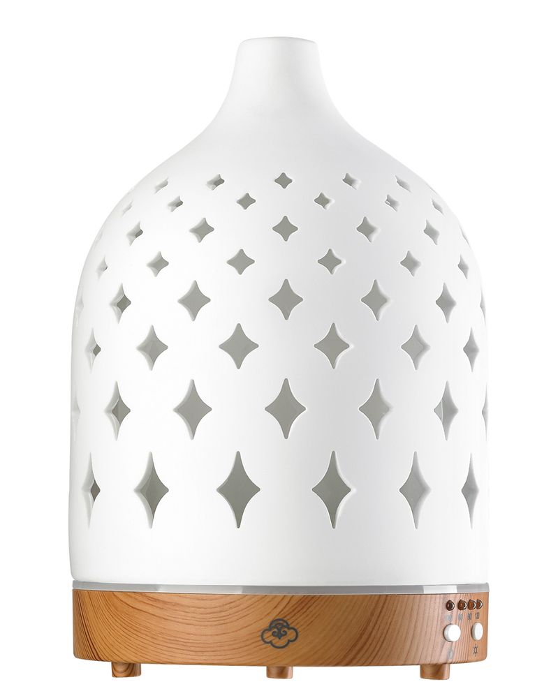 Decorative objects - Supernova Ultrasonic Diffuser- 150ml- white with lightwood base - SERENE HOUSE