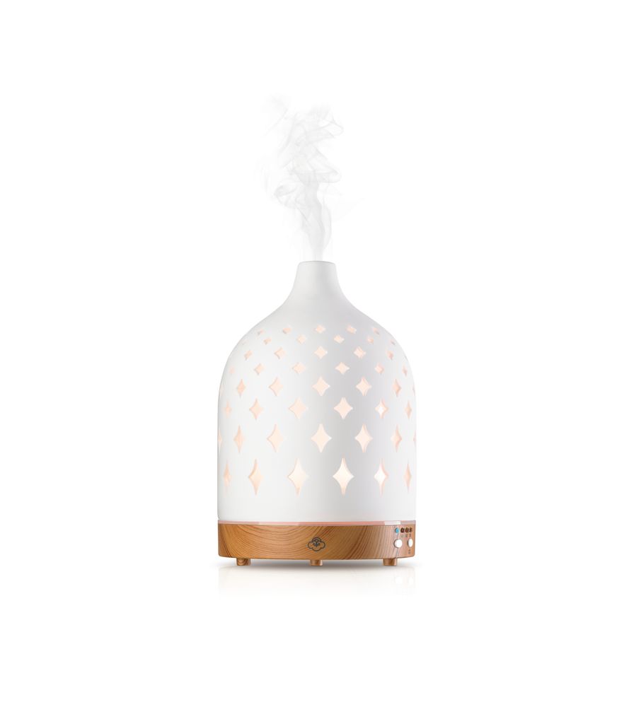 Decorative objects - Supernova Ultrasonic Diffuser- 150ml- white with lightwood base - SERENE HOUSE