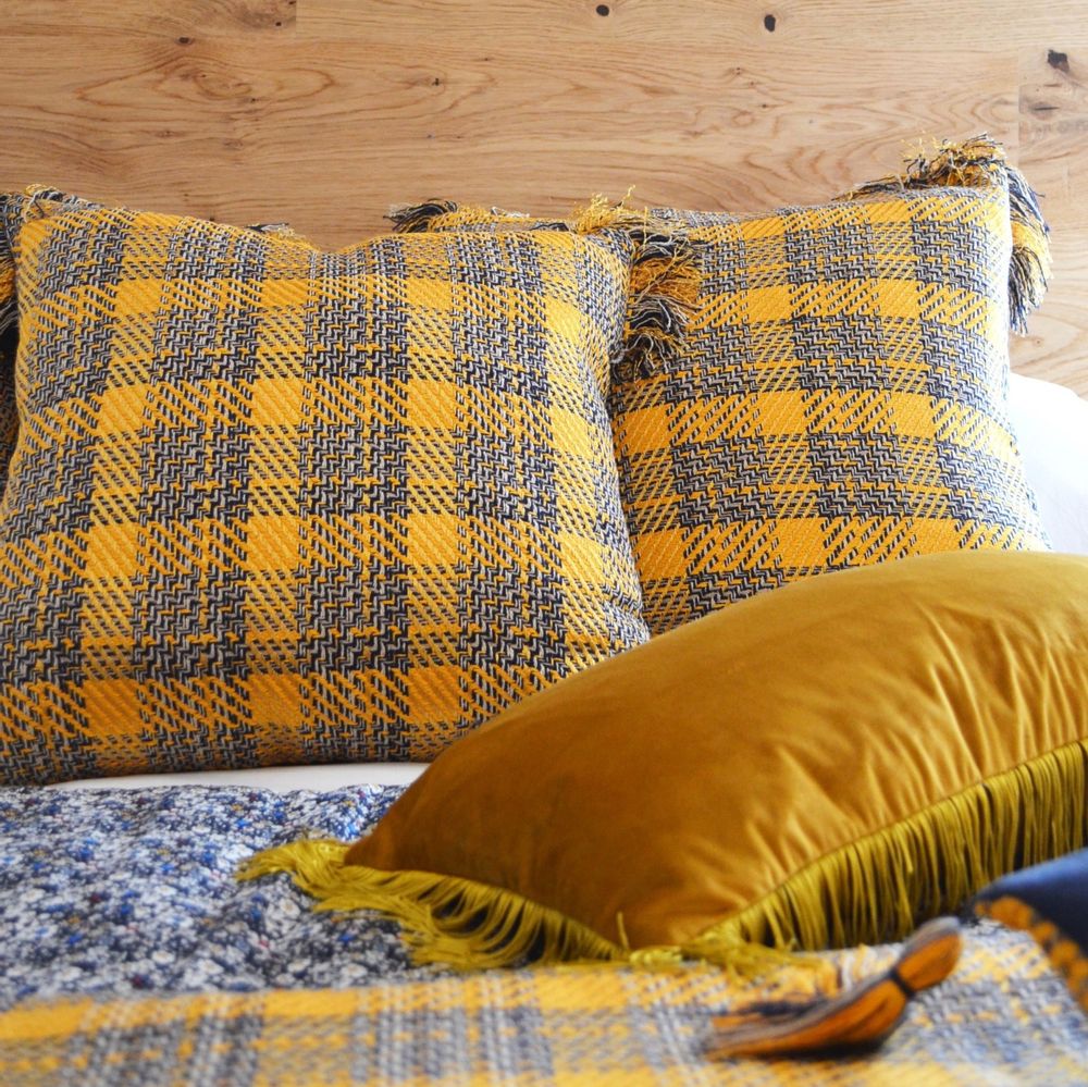 Coussins textile - Housse de coussin à carreaux 50x50cm - L'ATELIER DES CREATEURS