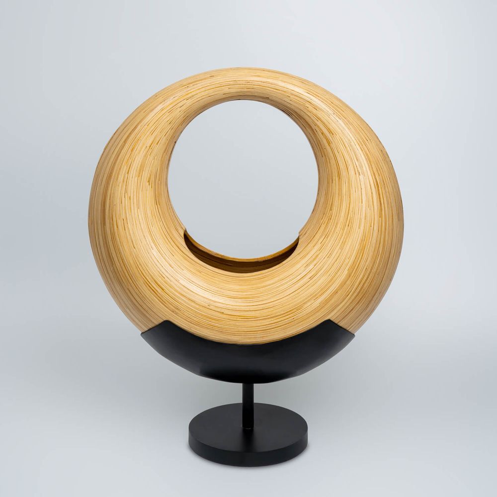 Vases - Vase en bambou fait main DONAT/cache-pots décoratifs sur support en métal noir - BAMBUSA BALI