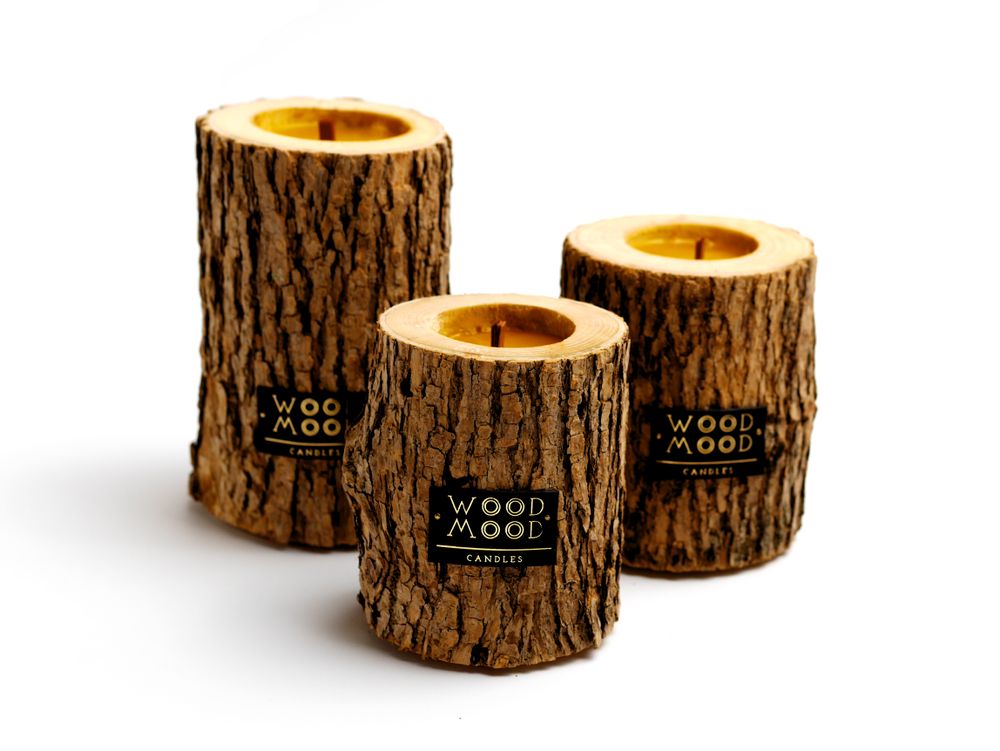 Gifts - ROCKY S | Unique candle made of wood, beeswax and natural oils | Perfect gifting size - WOOD MOOD