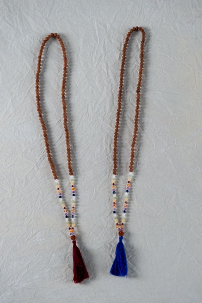 Bijoux - LUCKY CHARM MALA EN RUDRAKSHA AUX 7 PIERRES PRÉCIEUSES SHAKRAS - PECHAAN