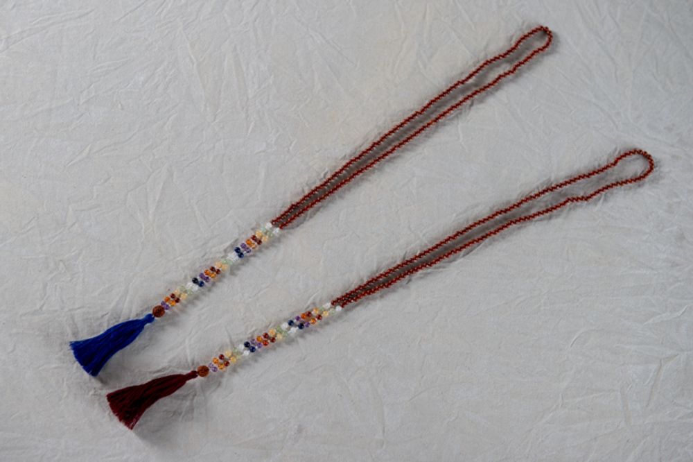 Bijoux - LUCKY CHARM MALA EN RUDRAKSHA AUX 7 PIERRES PRÉCIEUSES SHAKRAS - PECHAAN