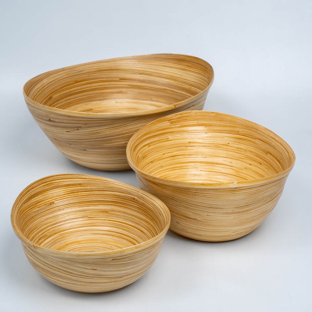 Platter and bowls - SULAWESI handcrafted food-grade bamboo bowl - BAMBUSA BALI