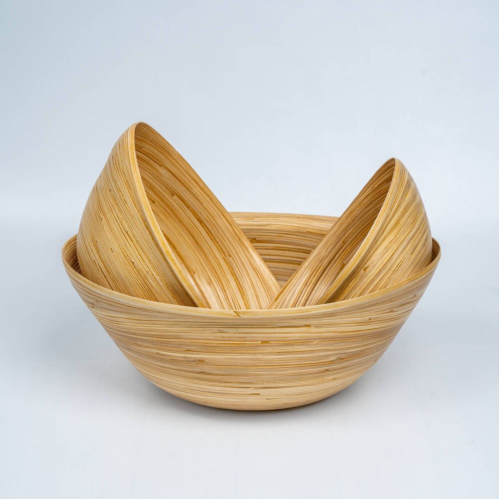 Platter and bowls - SULAWESI handcrafted food-grade bamboo bowl - BAMBUSA BALI