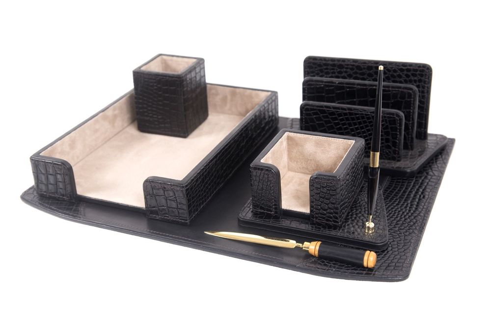 Sets de bureaux - Set de bureau en cuir ADAN noir - GLADYS