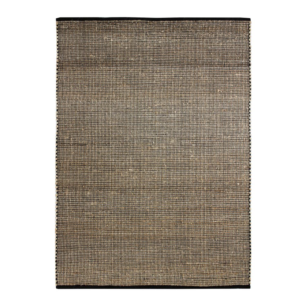 Tapis - TAPIS JUTE COTON - Tapis tissé en jute et coton noir et naturel 120x170  - ALECTO