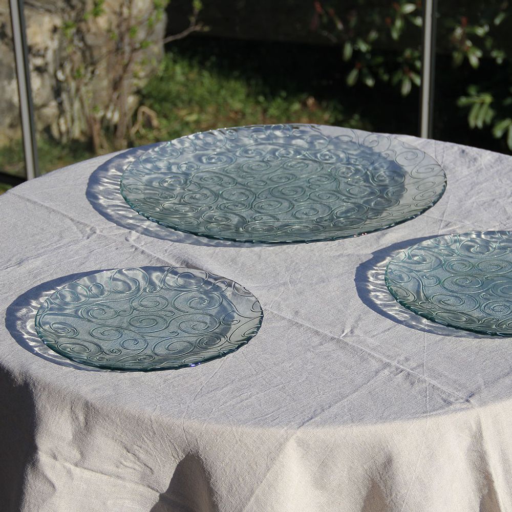 Formal plates - Display Dish Recycled Glass Volutes 28cm Mountain Inspired - CRÉATIONS LÉONIE'S FRANCE