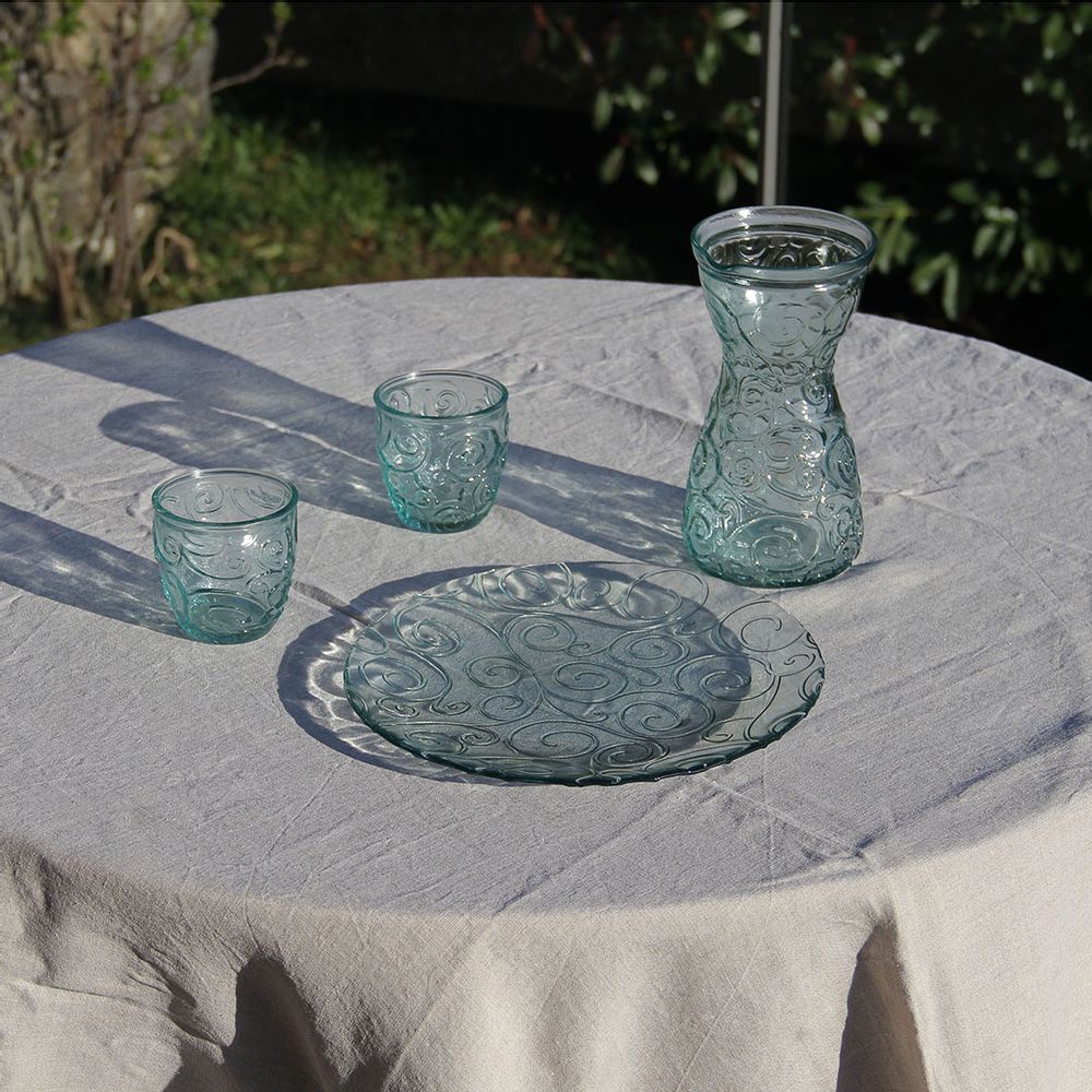Formal plates - Display Dish Recycled Glass Volutes 28cm Mountain Inspired - CRÉATIONS LÉONIE'S FRANCE
