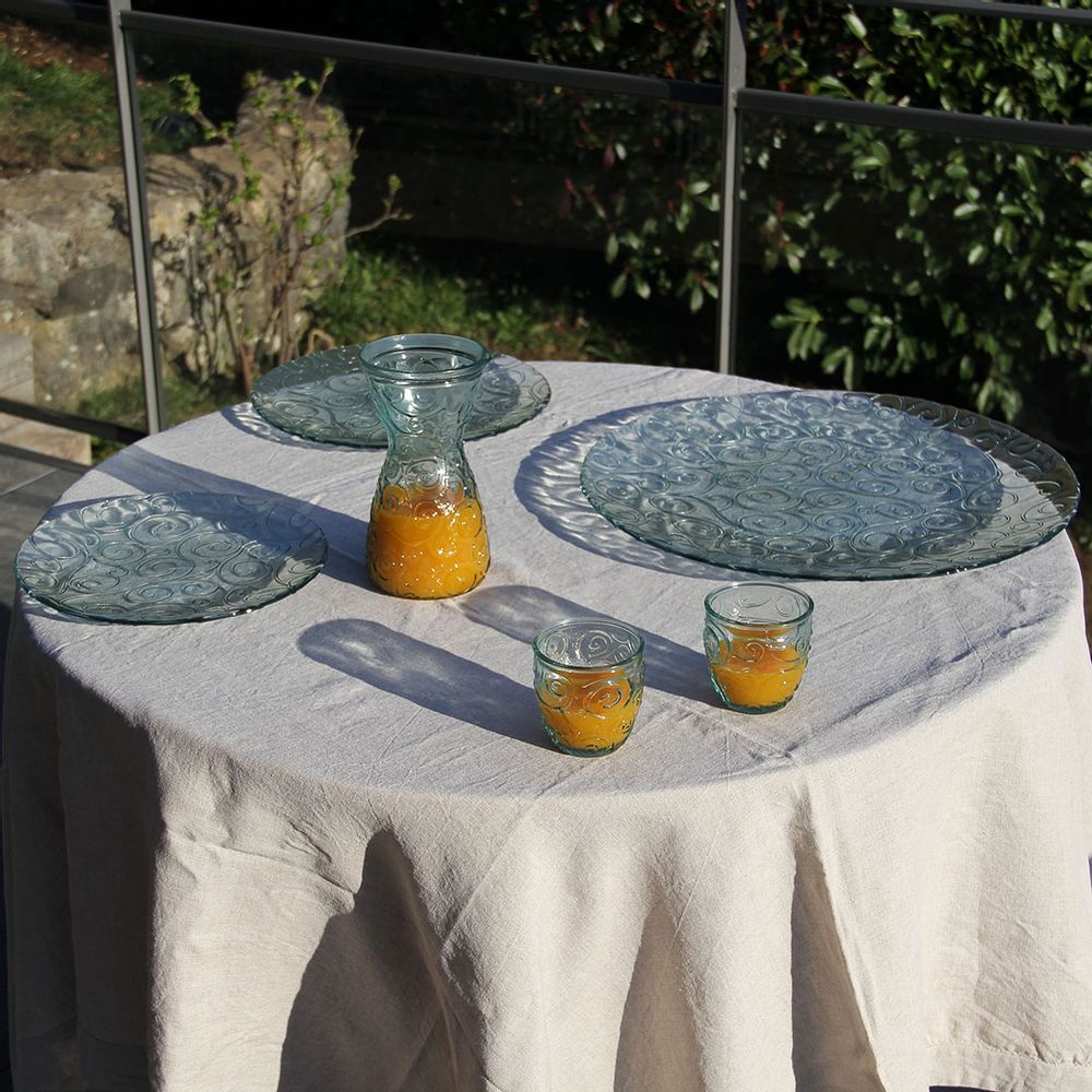 Formal plates - Display Dish Recycled Glass Volutes 32cm Mountain Inspired - CRÉATIONS LÉONIE'S FRANCE
