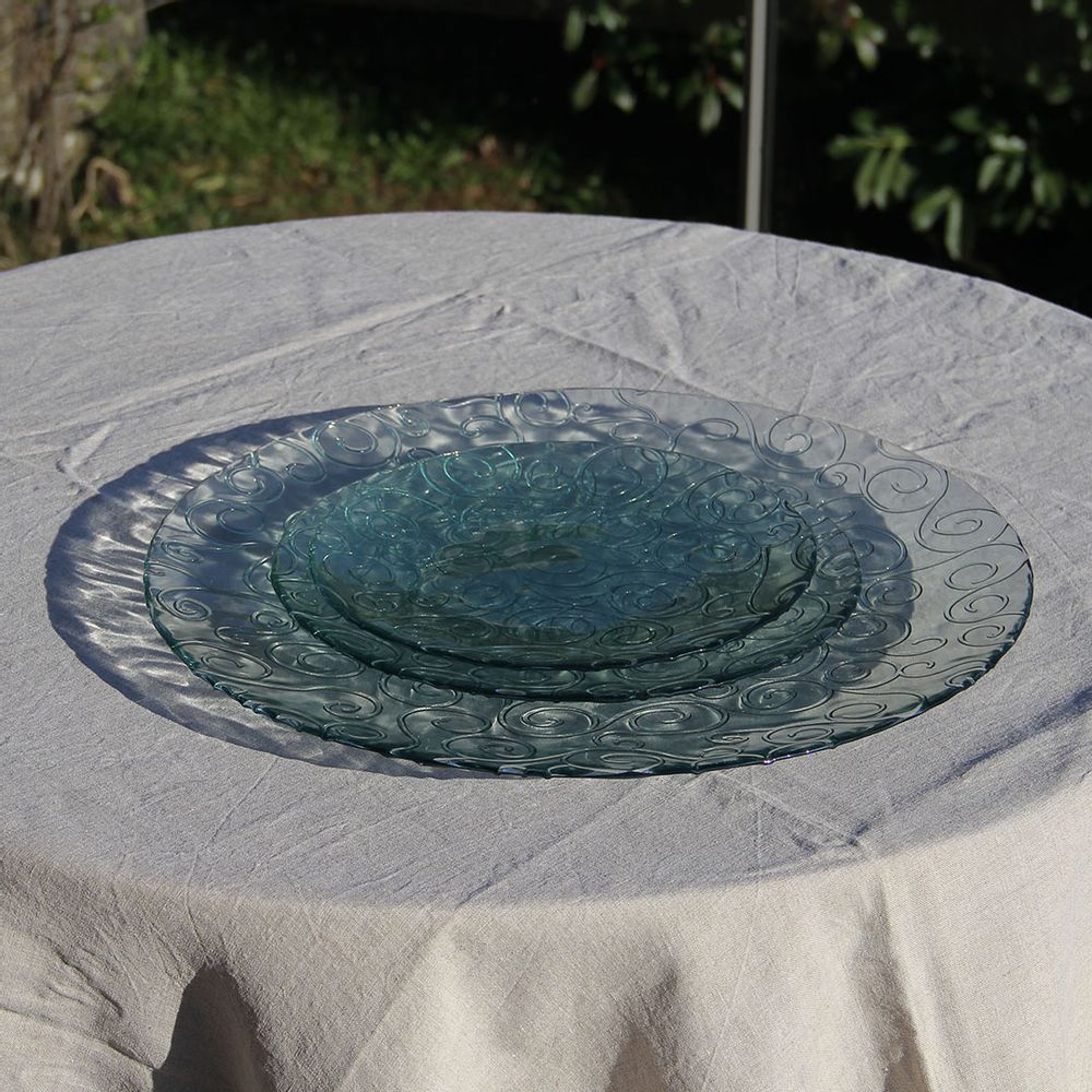Formal plates - Display Dish Recycled Glass Volutes 32cm Mountain Inspired - CRÉATIONS LÉONIE'S FRANCE