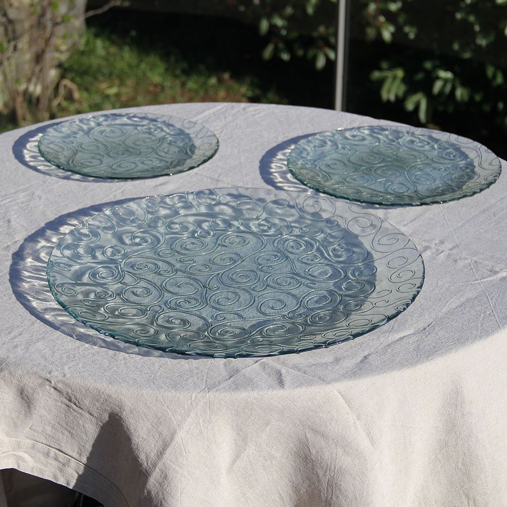 Formal plates - Display Dish Recycled Glass Volutes 32cm Mountain Inspired - CRÉATIONS LÉONIE'S FRANCE