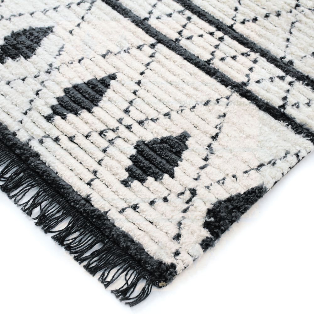 Tapis - TAPIS TOUNDRA - Tapis tout doux losanges beige et gris foncé 120x170 - ALECTO