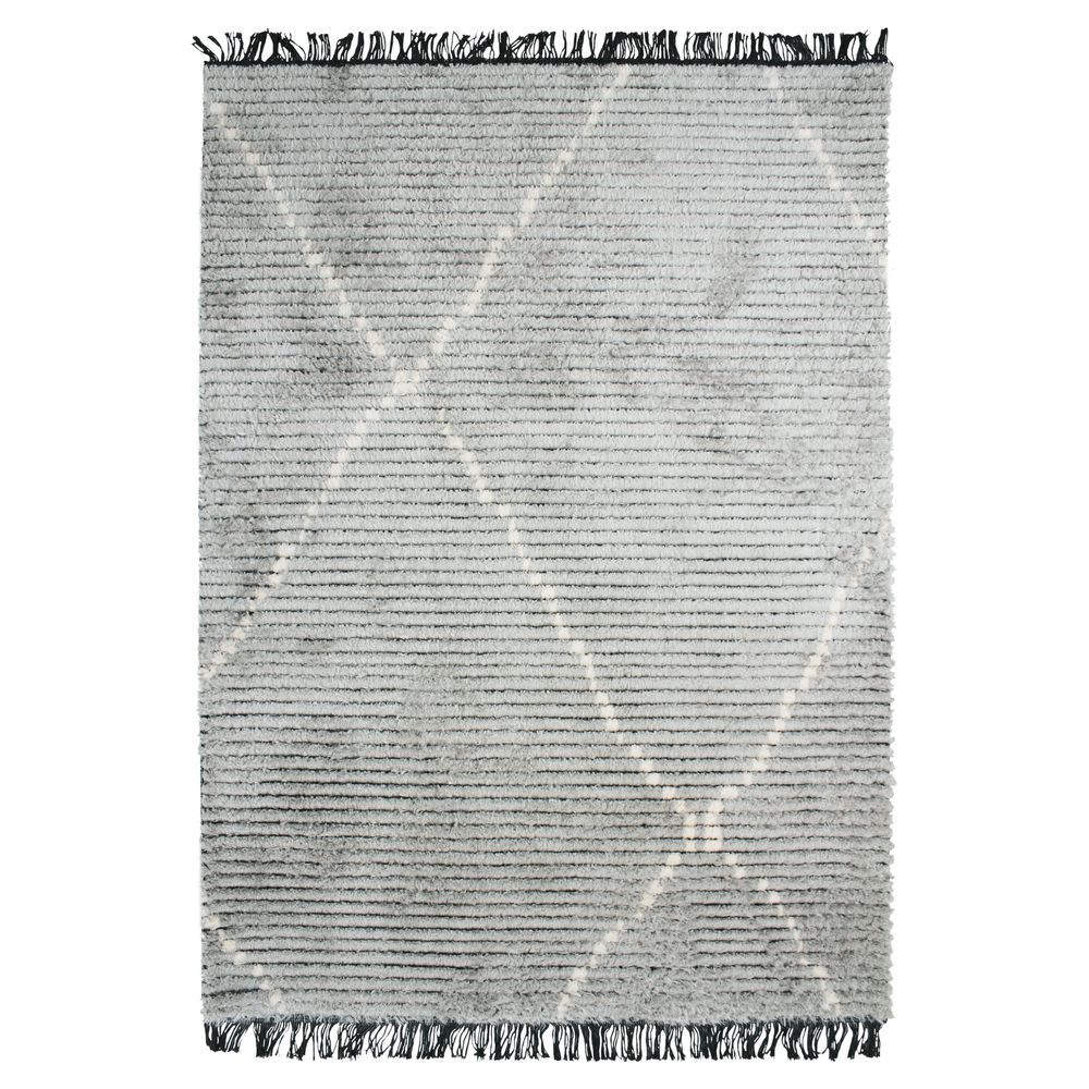 Tapis - TAPIS TOUNDRA - Tapis tout doux lignes beige et gris clair 120x170 - ALECTO