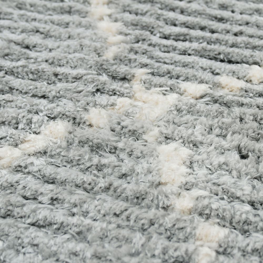 Tapis - TAPIS TOUNDRA - Tapis tout doux lignes beige et gris clair 120x170 - ALECTO