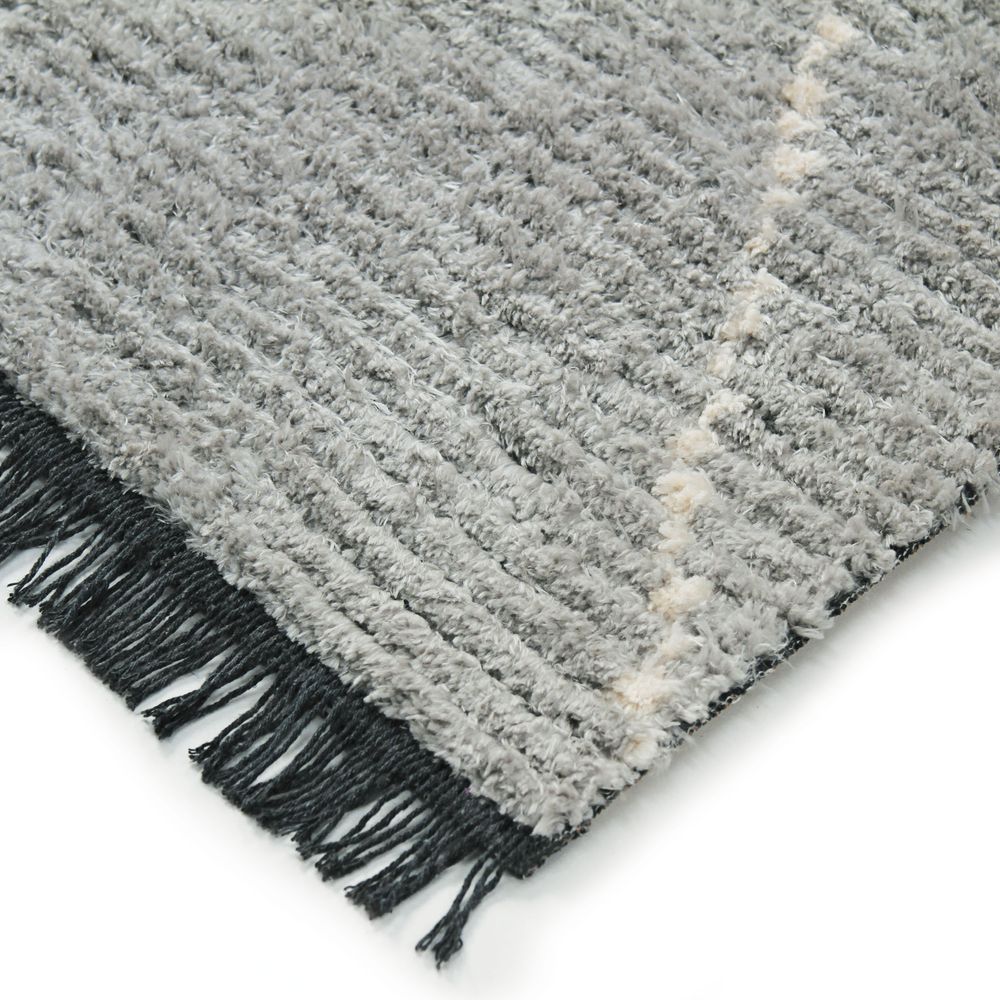 Tapis - TAPIS TOUNDRA - Tapis tout doux lignes beige et gris clair 160x230 - ALECTO
