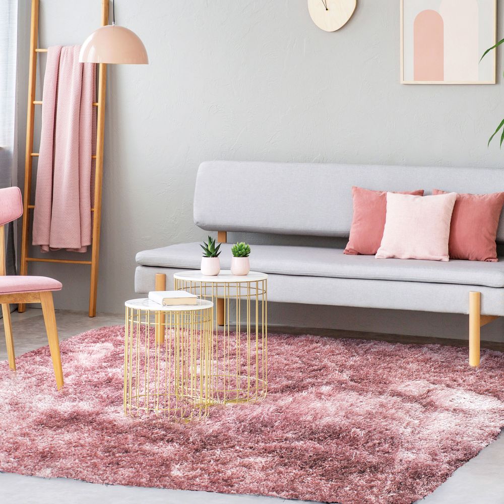 Tapis - TAPIS TOOSOFT - Tapis poils longs extra-doux rose poudré 120x170 - ALECTO